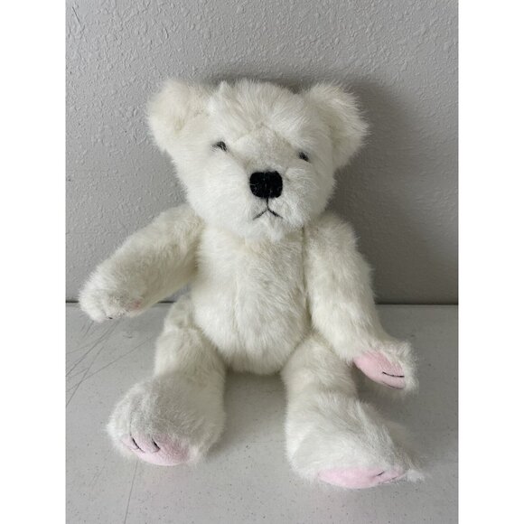 Vintage PBC International Teddy Bear Stuffed Plush White 18” Jointed Pink Paws - Picture 3 of 9